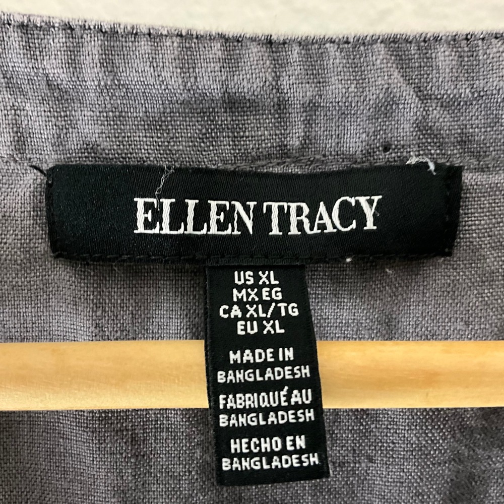 Ellen Tracy Womens Top Sleeveless Gray Tunic Tank Pockets XL - Picture 3 of 3